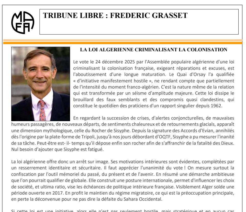Tribune libre de Frederic Grasset